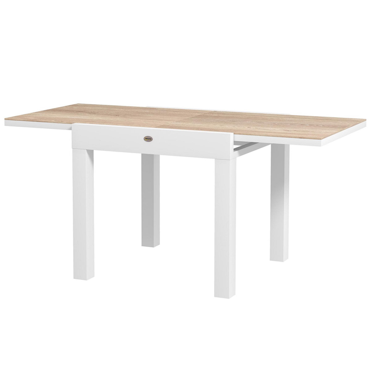 OUTSUNNY Table de jardin extensible 6 places 80/160 cm aluminium traité époxy gris clair plateau effet bois