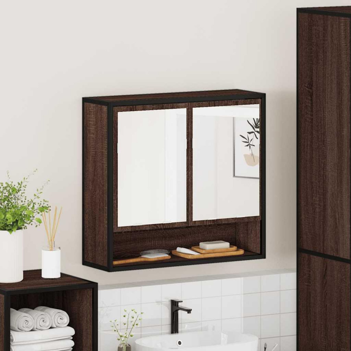 VIDAXL Armoire a miroir de salle de bain chene marron bois ingenierie
