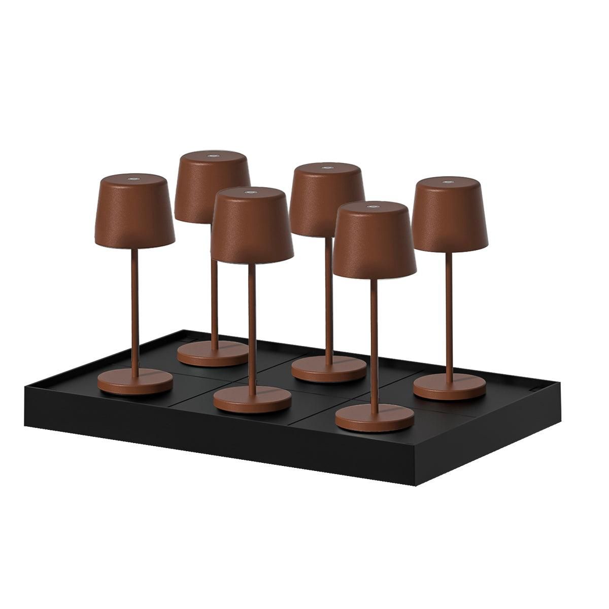 Lumisky 6 mini lampes avec plateau de chargement KELLY MINI Marron Aluminium H22cm