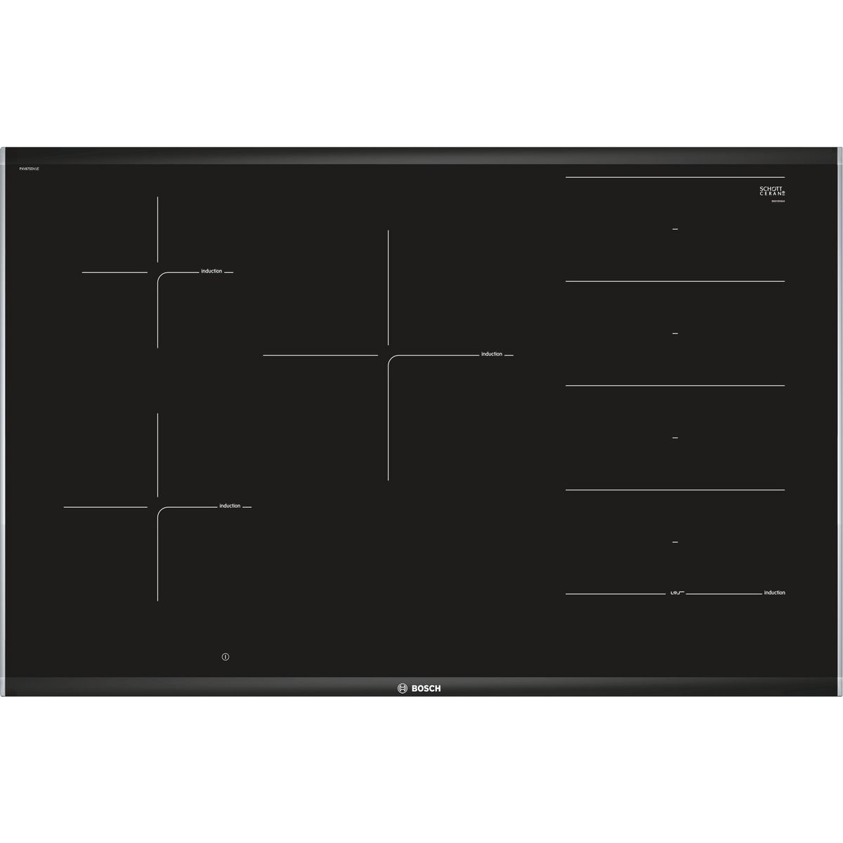 BOSCH Table de cuisson à induction 80cm 5 feux 7400w flexinduction noir - pxv875dv1e