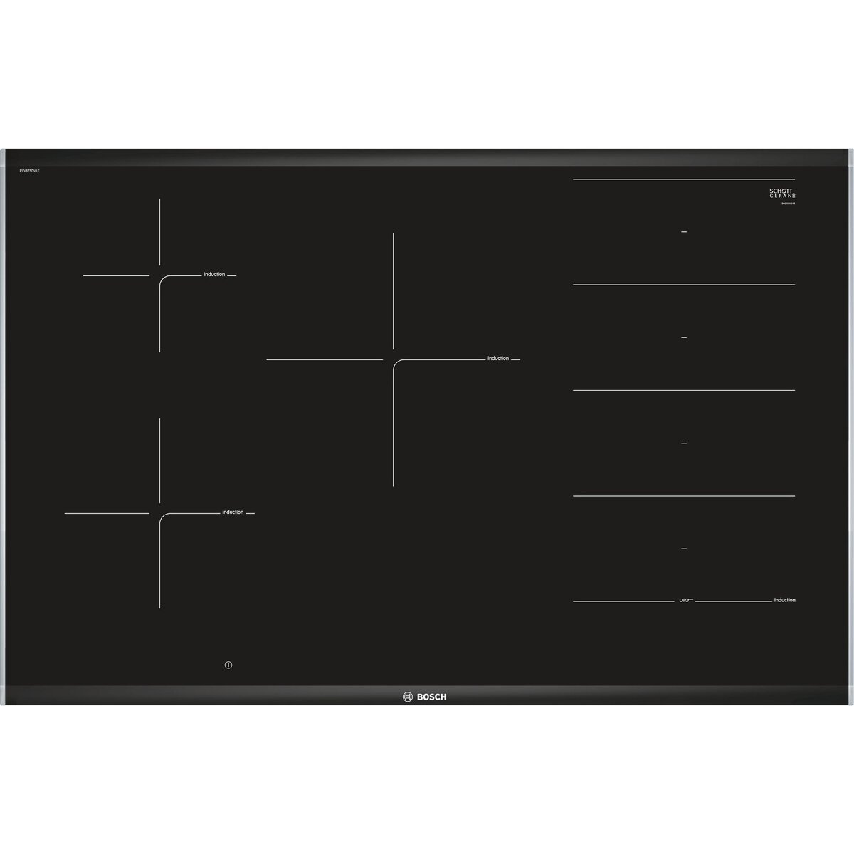 BOSCH Table de cuisson à induction 80cm 5 feux 7400w flexinduction noir - pxv875dv1e