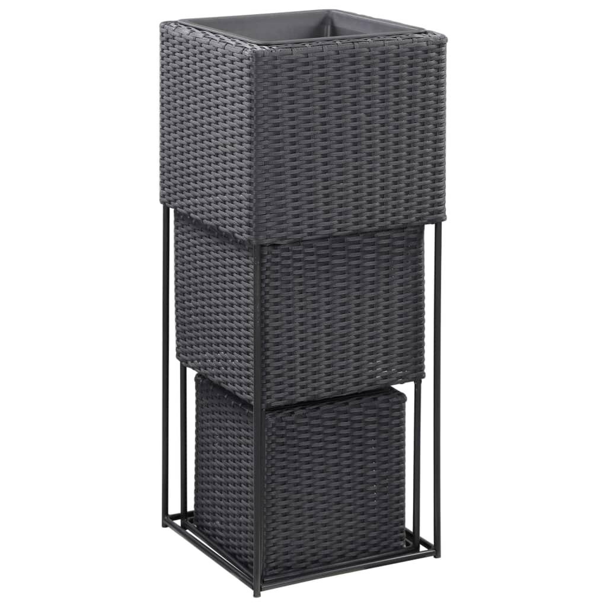 Voir la diapositive 3 : VIDAXL Lits sureleves de jardin 3 pcs Resine tressee Noir