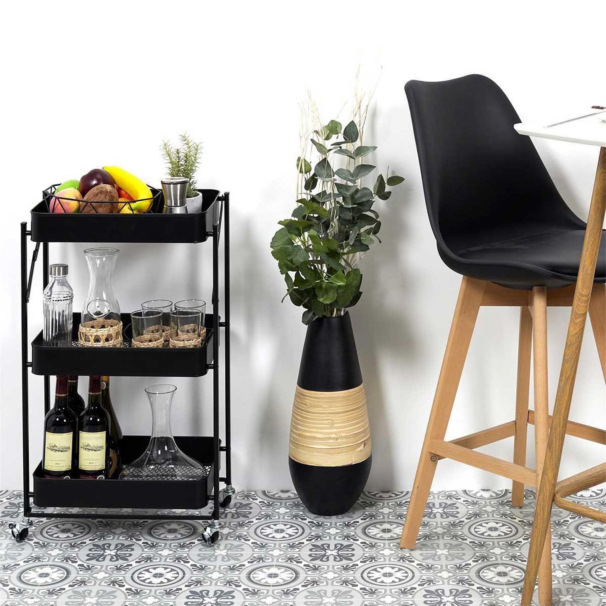 Voir la diapositive 5 : The Home Deco Factory Desserte de cuisine design  pliante  77cm noir