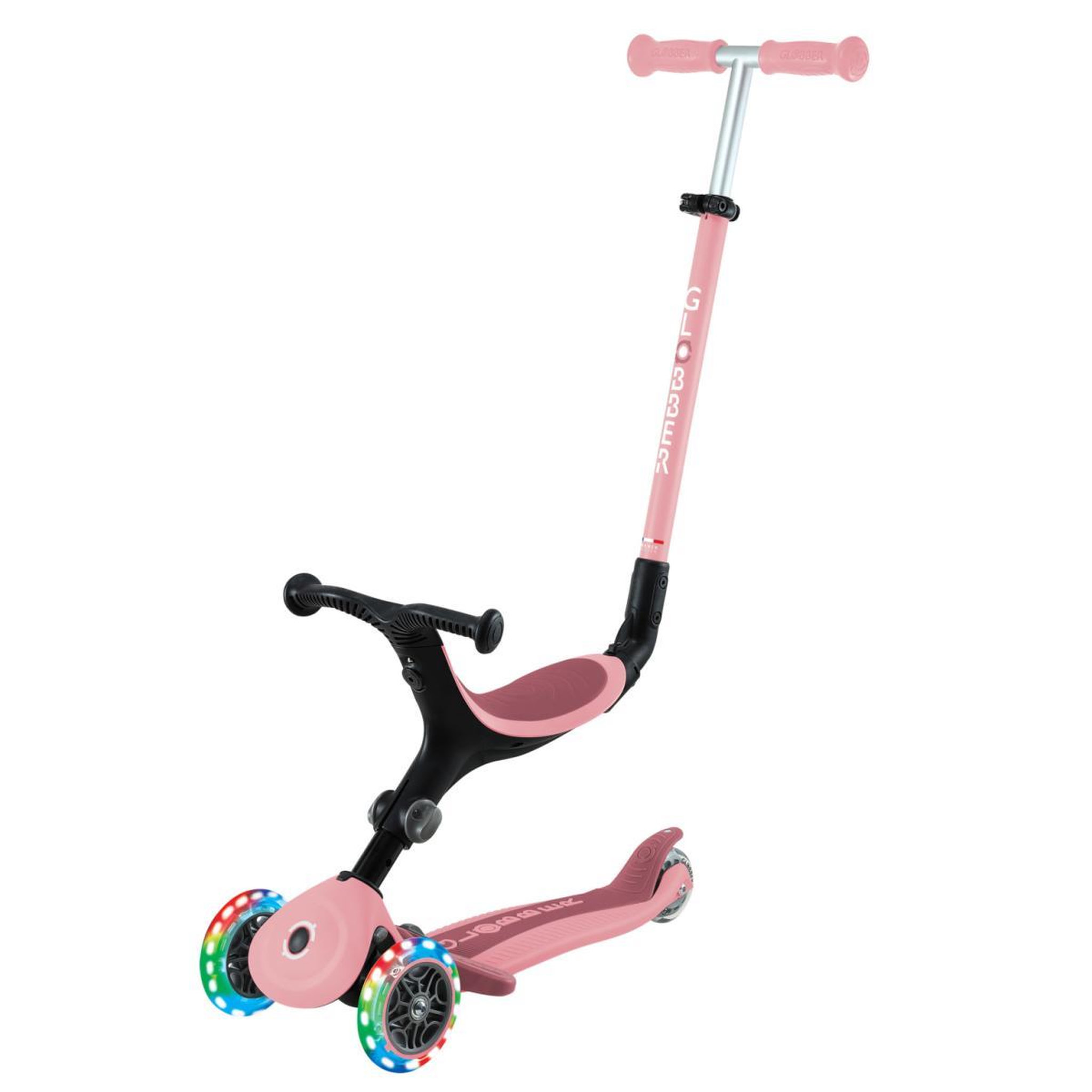 Globber Go-Up Active Lights Pastel Rose / Rose Framboise