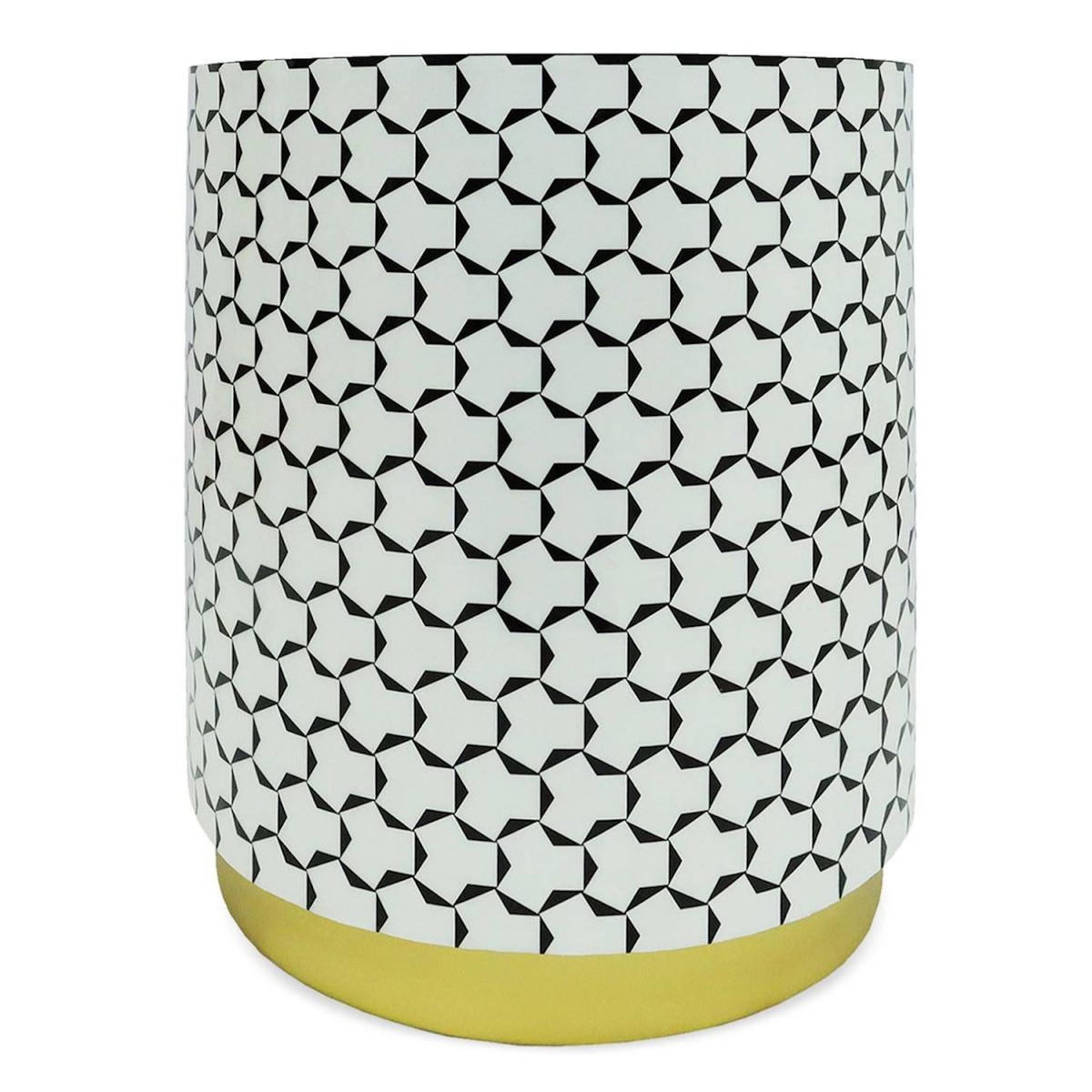 Paris Prix Pouf Rond Déco  Géométrique  46cm Noir & Blanc