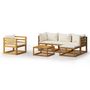 Voir la diapositive 2 : VIDAXL Salon de jardin 6 pcs avec coussin Creme Bois d'acacia solide