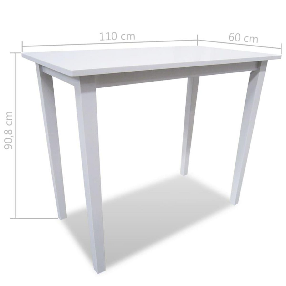 VIDAXL Set table et 4 chaises de bar en bois coloris blanc