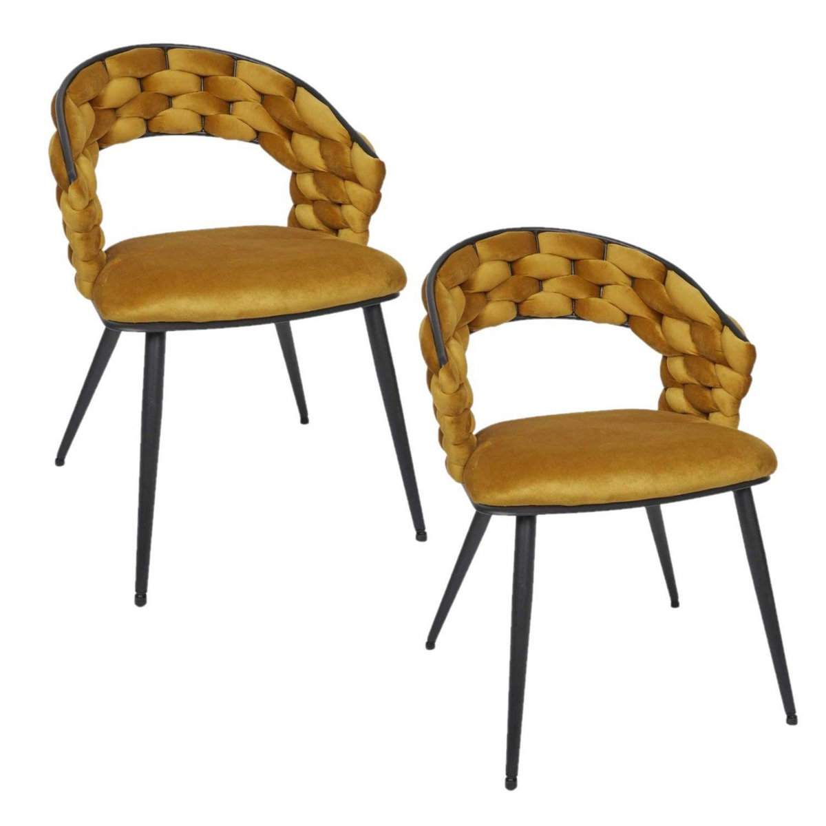 The Home Deco Factory Lot de 2 chaises assise tressée LUND