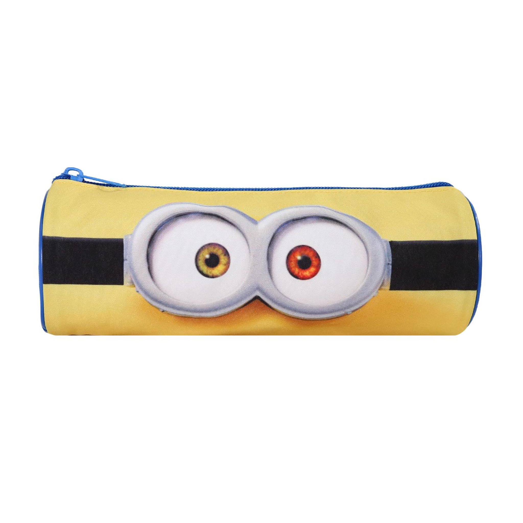 Bagtrotter Bagtrotter - Les Minions - Trousse Scolaire Ronde - Jaune - 1 Compartiment Zippé - 22x7x7cm - Matière Polyester - Accessoire et Papeterie Scolaire