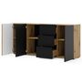 Voir la diapositive 2 : BEST MOBILIER Ozzy - buffet bas - 3 tiroirs - effet bois et noir - 180 cm