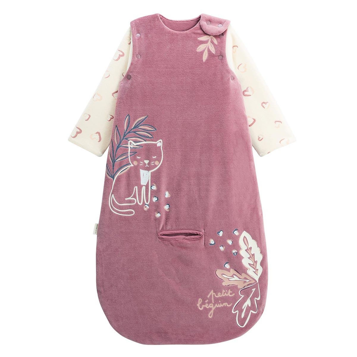 Petit Béguin Gigoteuse siège auto TOG 3 en velours avec manches amovibles Matcha