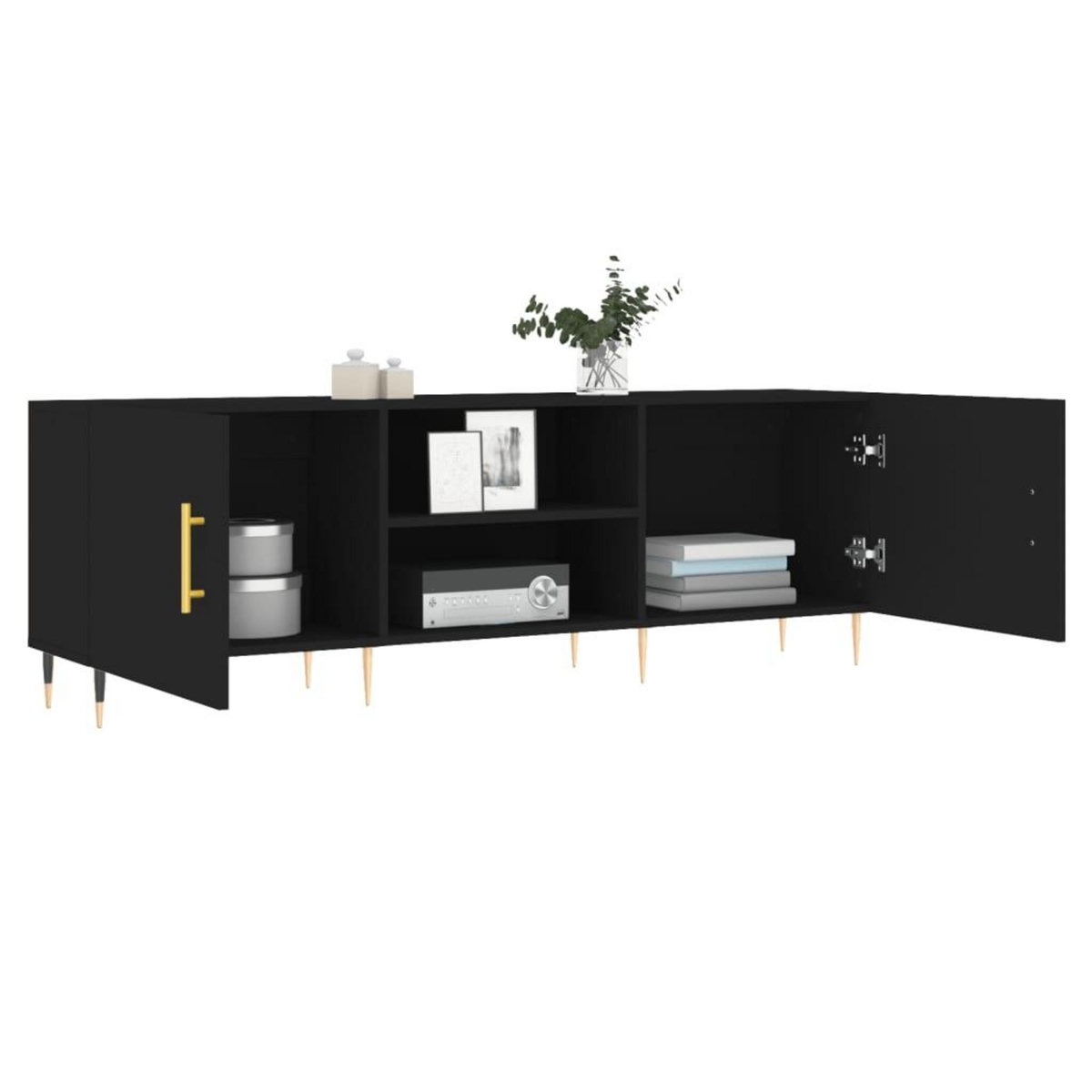 VIDAXL Meuble TV noir 150x30x50 cm bois d'ingenierie