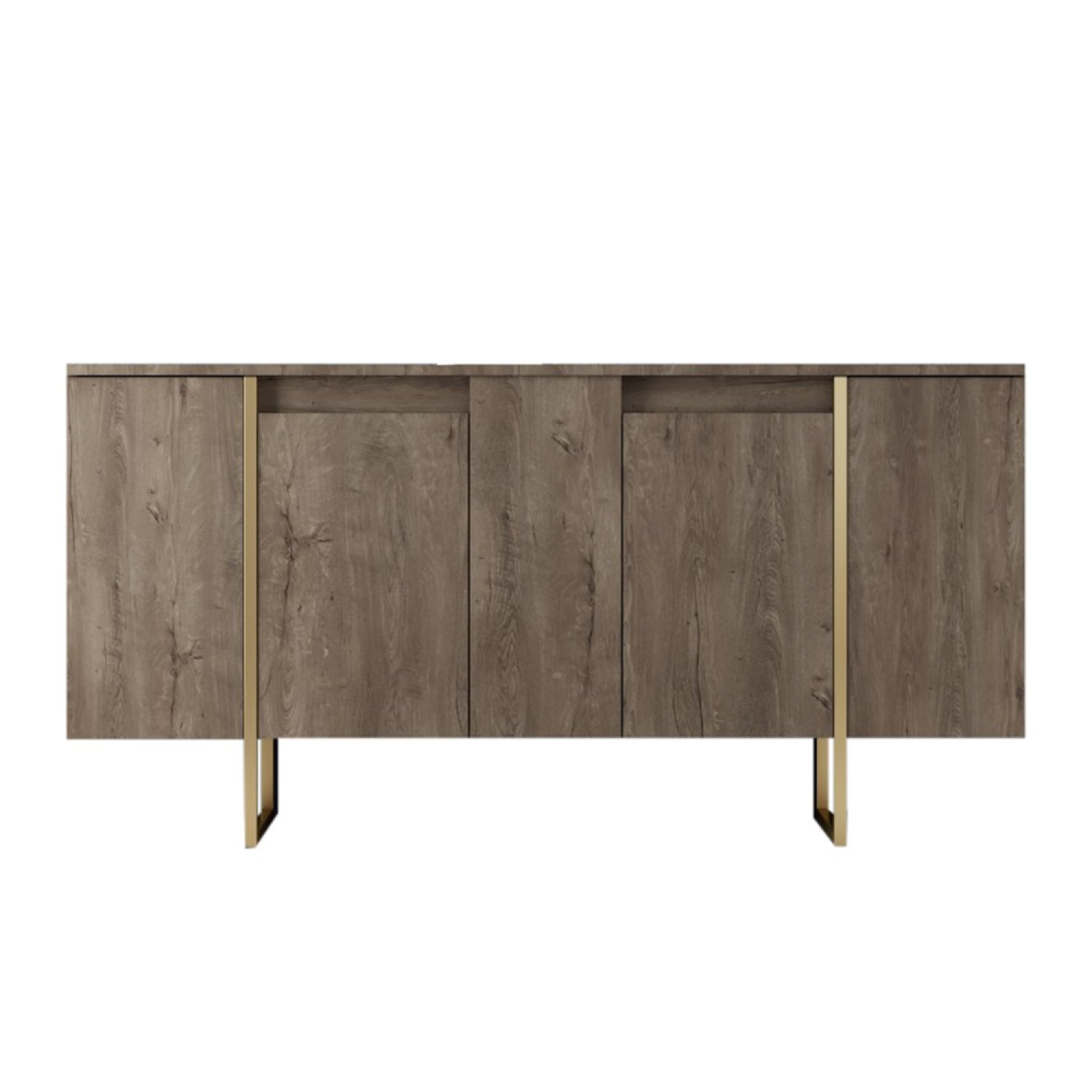 Voir la diapositive 1 : CONCEPT USINE Buffet design bois et or 160 cm - 4 portes luxor