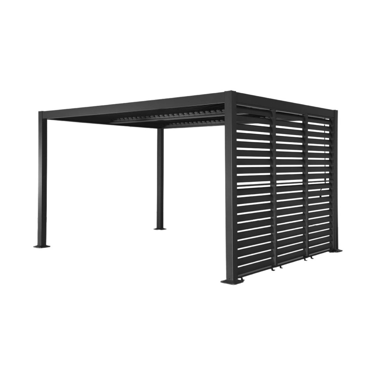 SWEEEK Pergola bioclimatique aluminium et acier 4x3m + 3 persiennes 100cm anthracite Palace