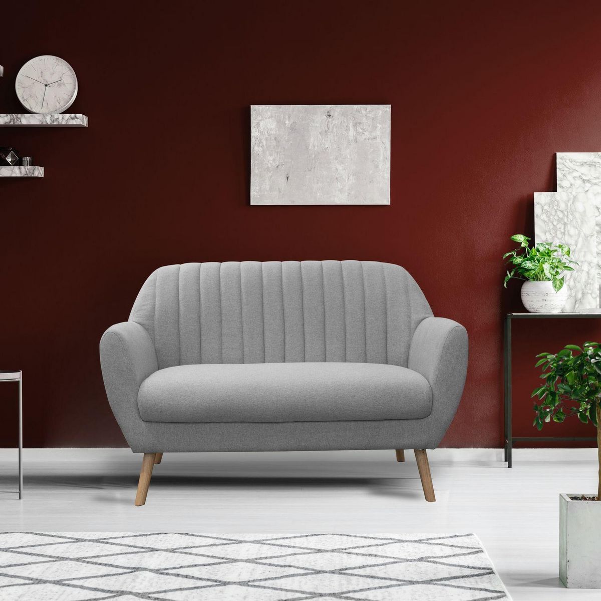 The Home Deco Factory Canapé vintage velours côtelé Sofia