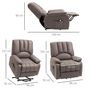 Voir la diapositive 3 : HOMCOM Fauteuil de relaxation électrique - fauteuil releveur inclinable - repose-pied ajustable - microfibre polyester gris
