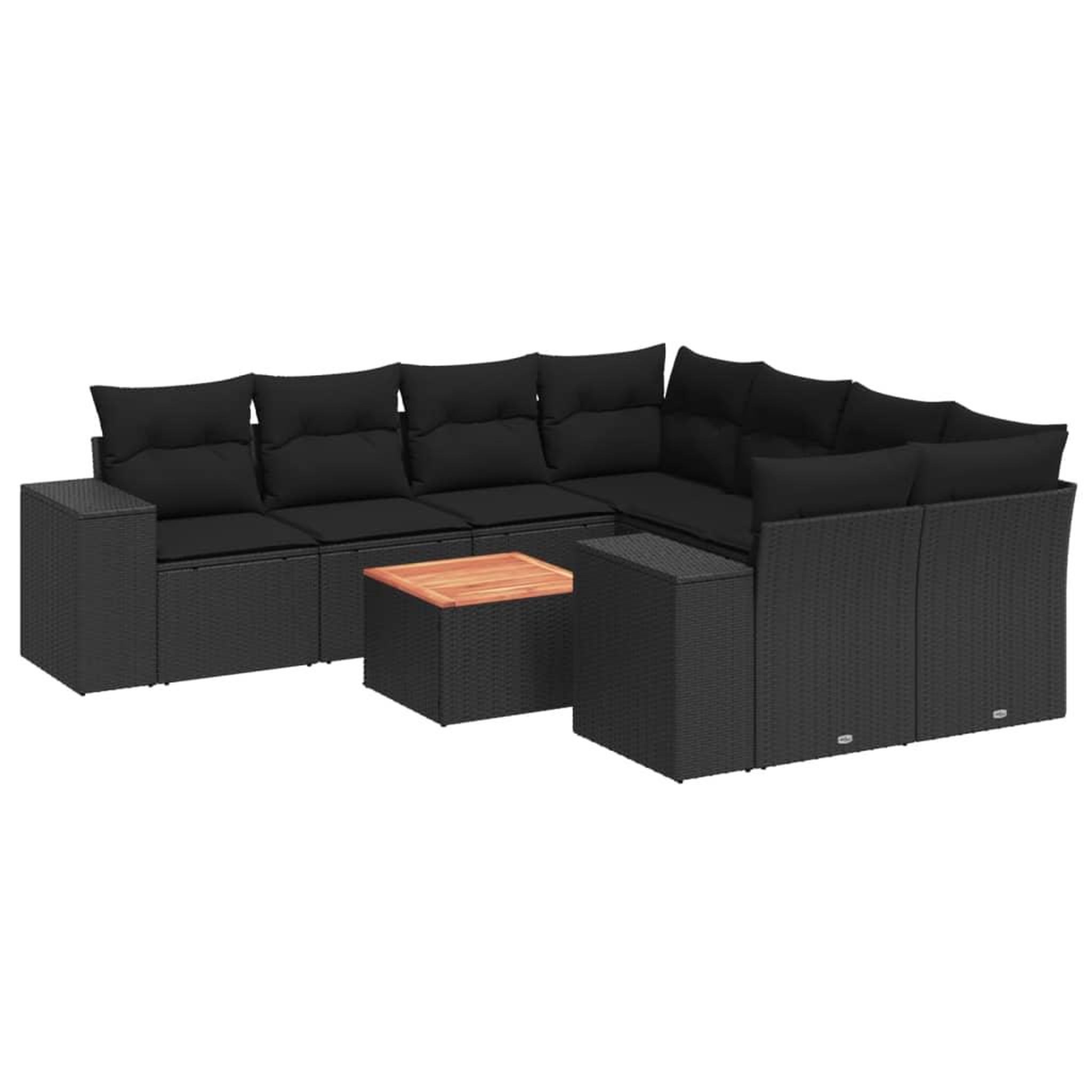 Voir la diapositive 2 : VIDAXL Salon de jardin 9 pcs avec coussins noir resine tressee