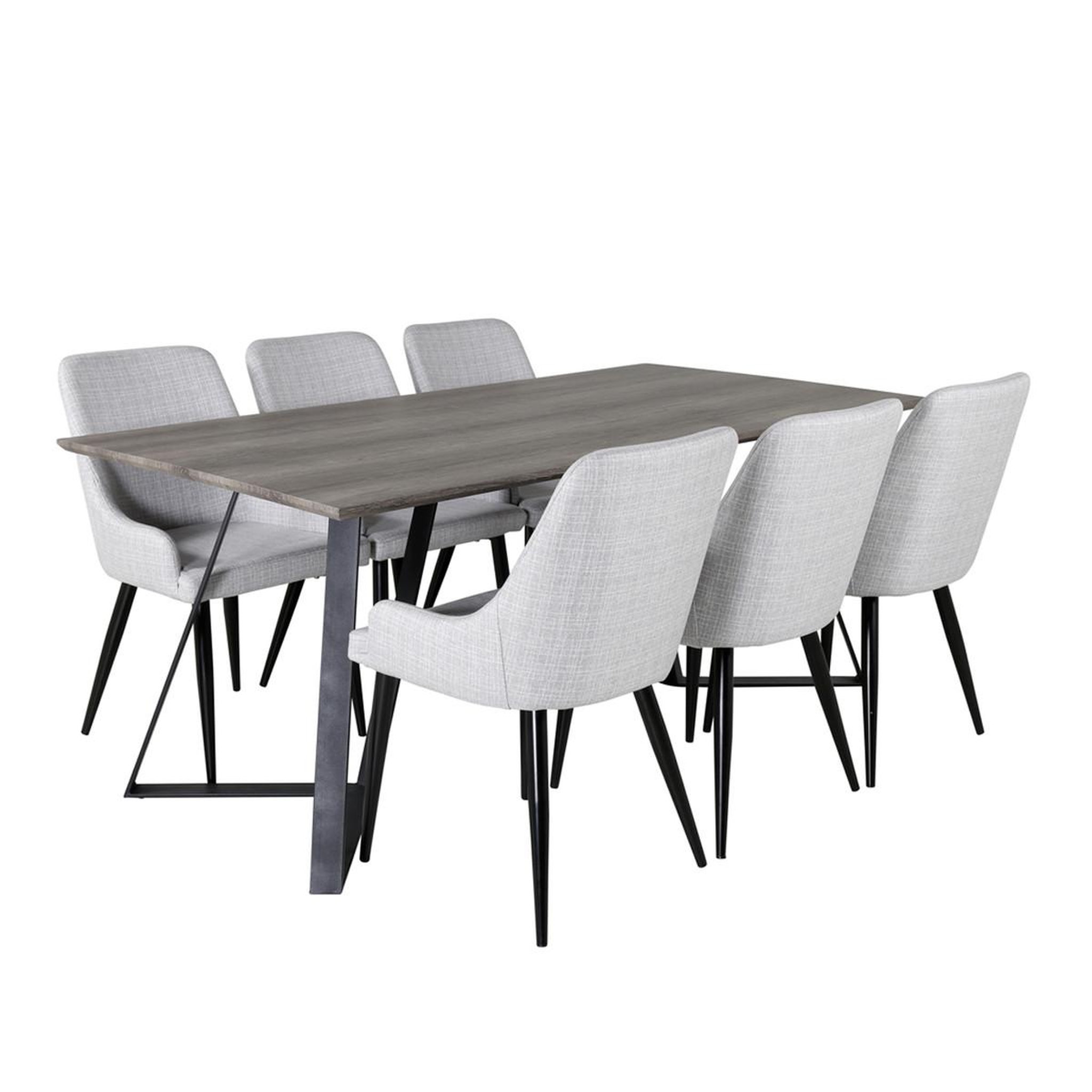 Paris Prix Ensemble table à manger & 6 chaises  marina & plaza  180cm naturel & gris