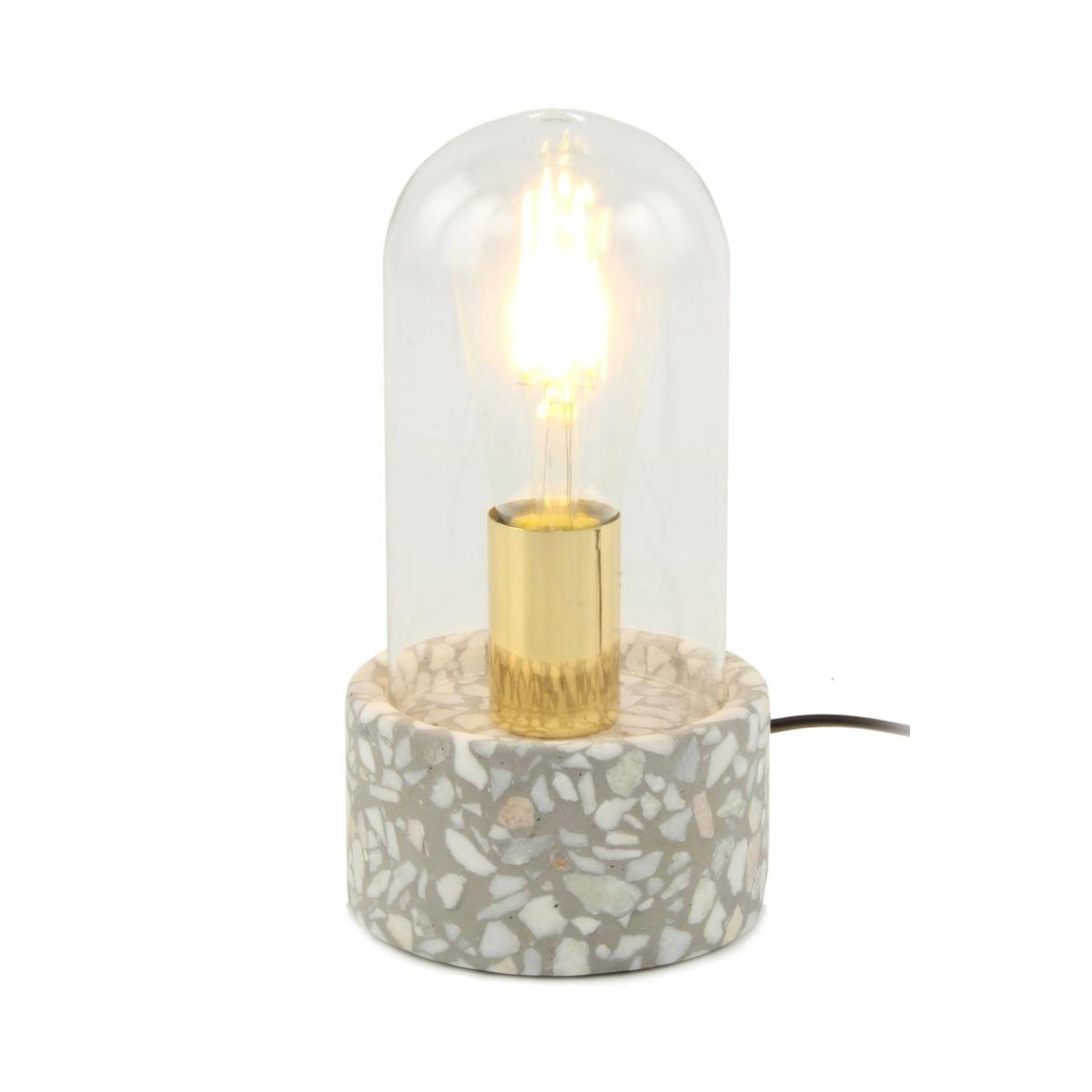 Voir la diapositive 4 : Paris Prix Lampe à poser avec dôme  curacao  24cm gris & blanc