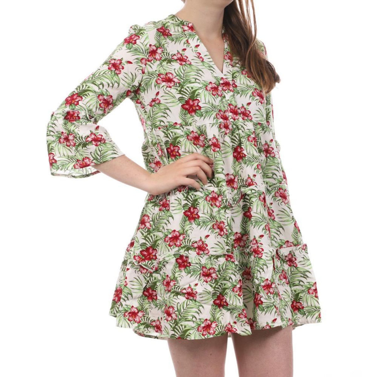 Vero Moda Robe Blanche/Fleurs Femme Vero Moda Easy
