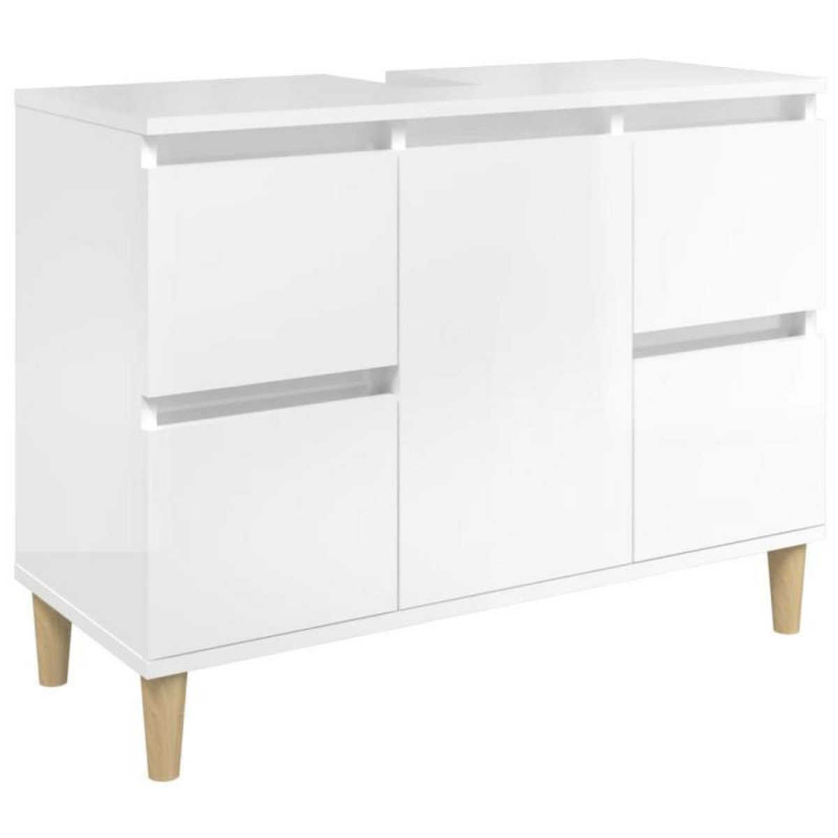 VIDAXL Meuble d évier blanc brillant 80x33x60 cm bois d ingénierie