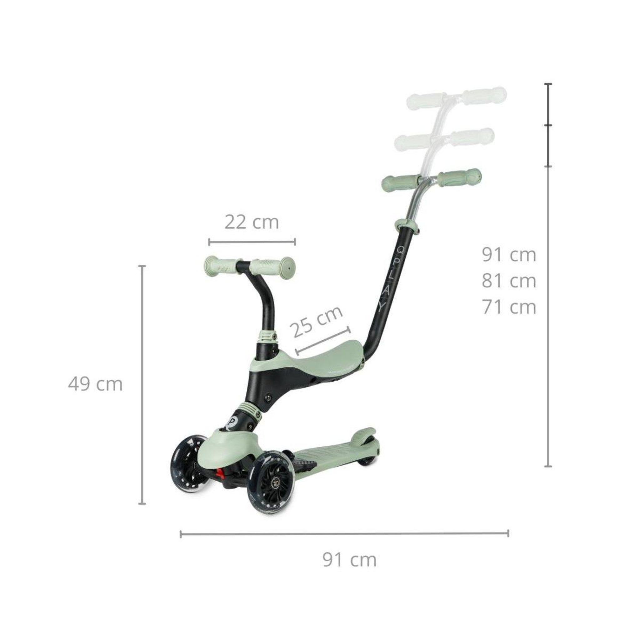 Voir la diapositive 2 : QPLAY Trottinette  sema pro 3-en-1 verte