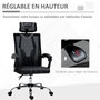 Voir la diapositive 4 : VINSETTO Fauteuil de bureau manager inclinable réglable support lombaires tétière tissu maille polyester PU gris noir