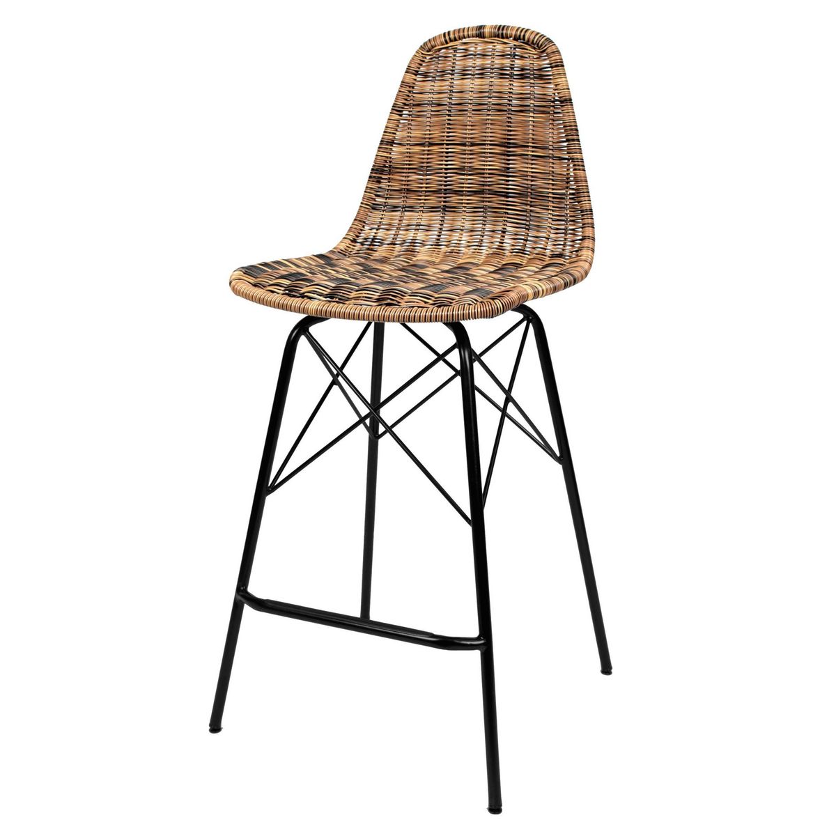 Rendez vous déco Lot de 2 chaises de bar 63 cm en résine tressé marron - Tiptur