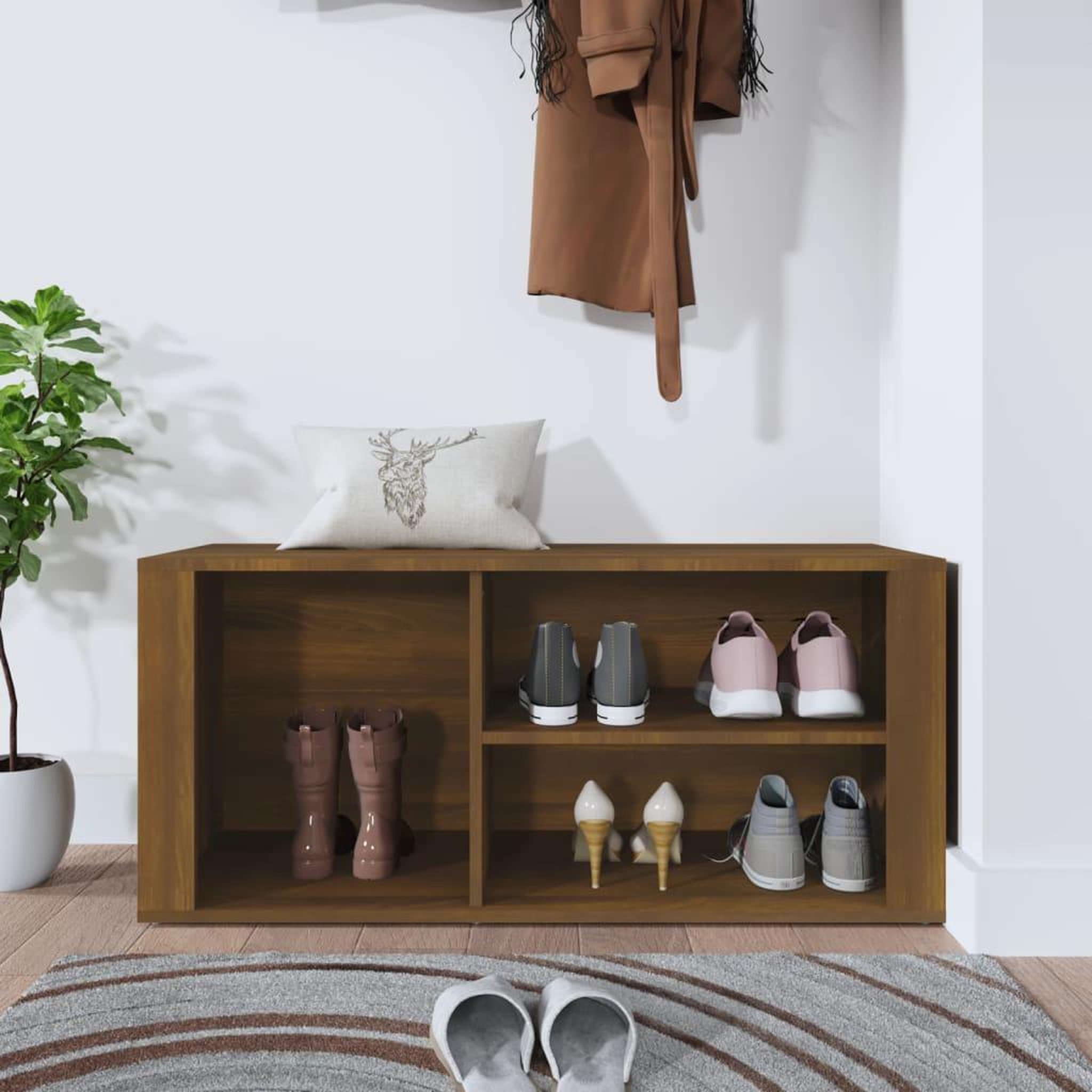 Voir la diapositive 3 : VIDAXL Armoire a chaussures Chene marron 100x35x45cm Bois d'ingenierie