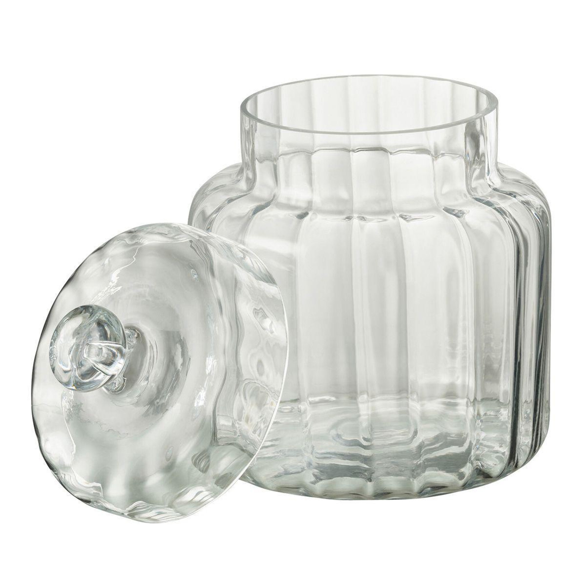 Voir la diapositive 2 : J-LINE Bonbonnière en verre  elia  23cm transparent