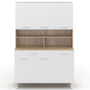 Voir la diapositive 3 : ID MARKET Buffet de cuisine 120 CM CINA 6 portes + tiroir façon hêtre et blanc