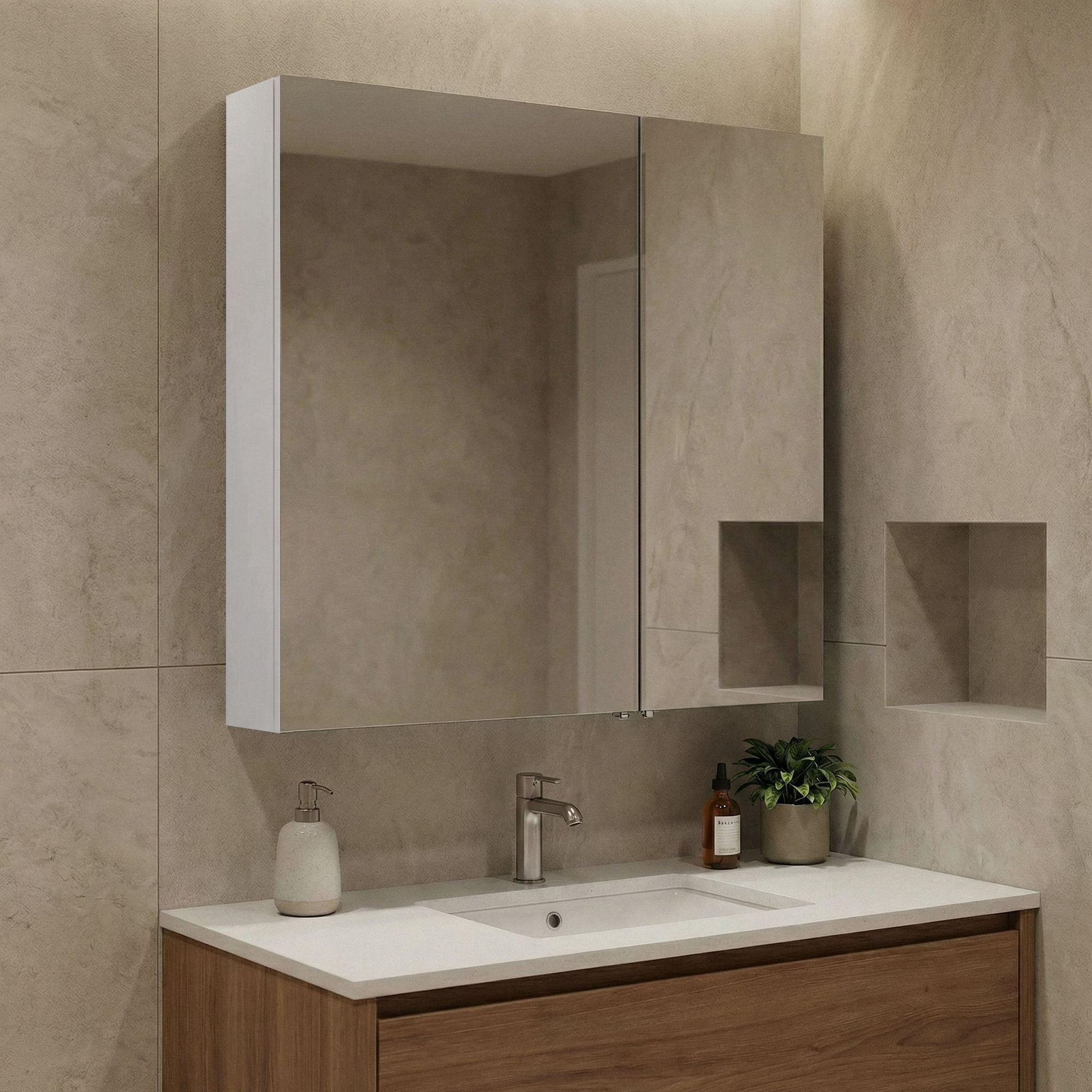 Voir la diapositive 2 : Habitat et Jardin Meuble salle de bain avec miroir  side 60  - 60 x 16 x 66 cm - matte white