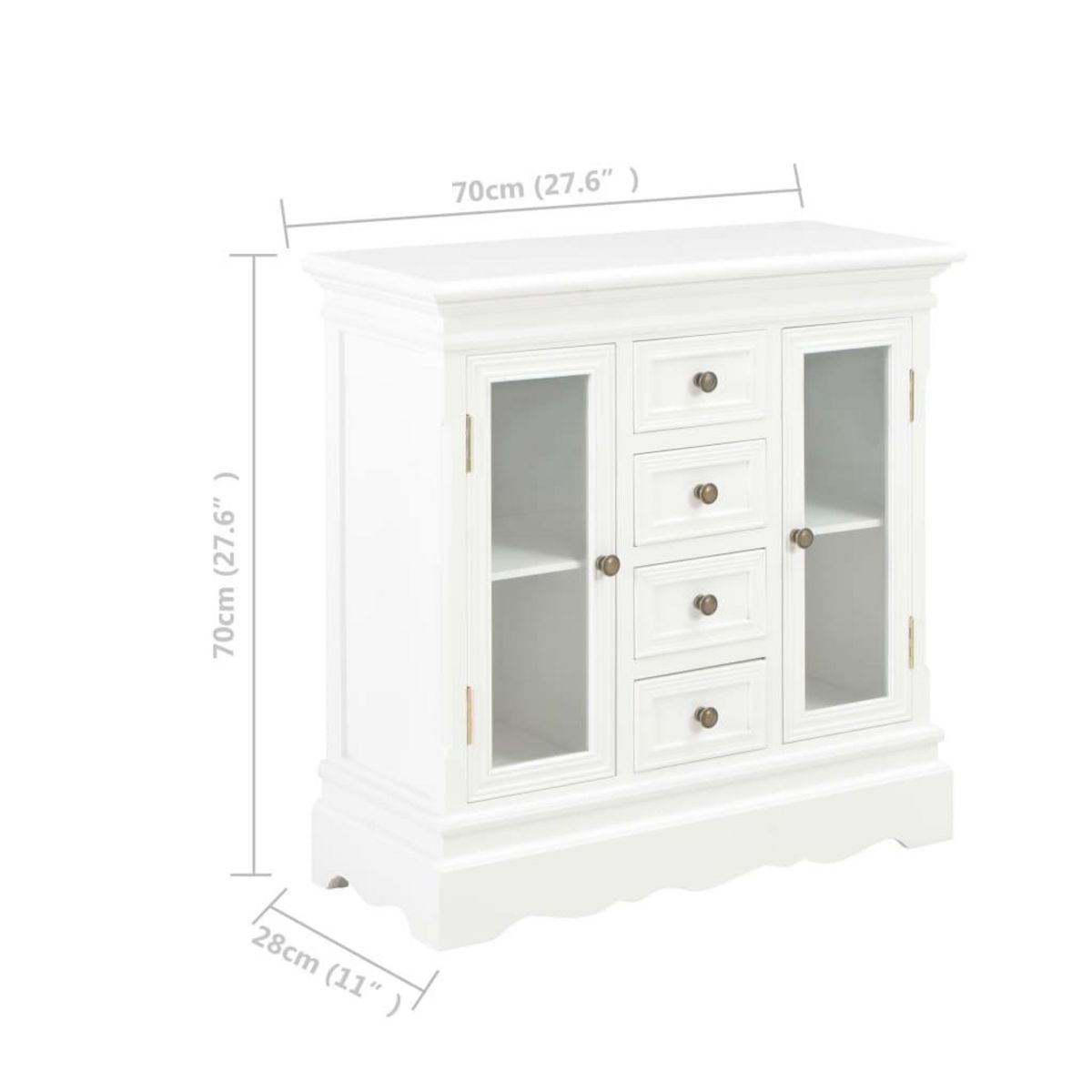 VIDAXL Buffet blanc 70x28x70 cm bois de pin massif