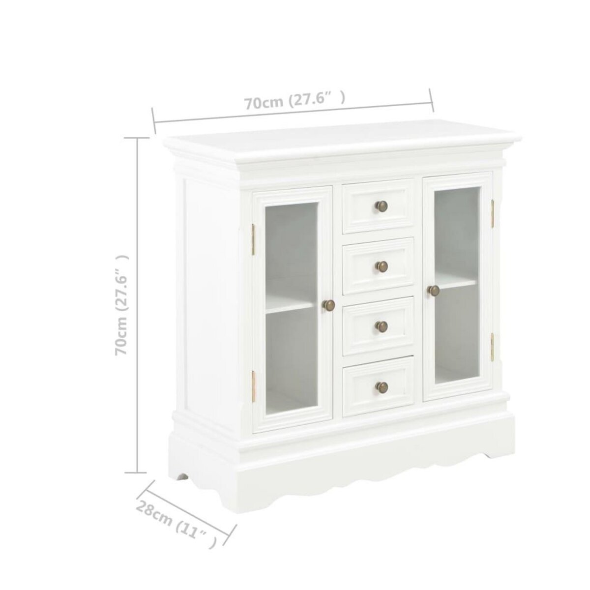 VIDAXL Buffet blanc 70x28x70 cm bois de pin massif