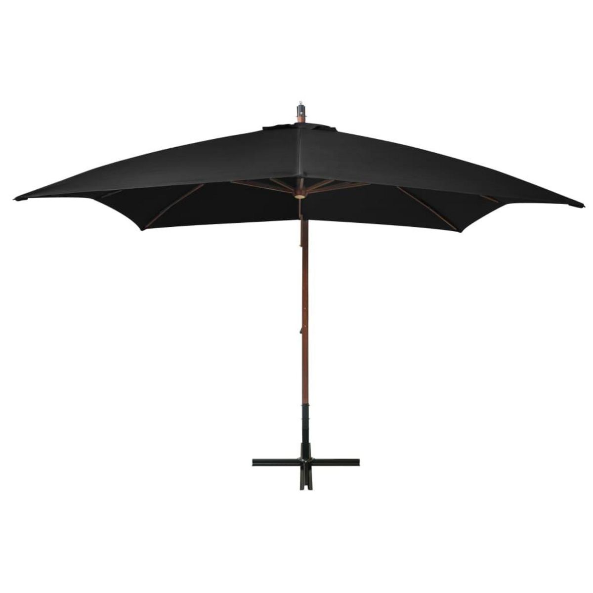 VIDAXL Parasol de jardin suspendu avec mat noir bois de sapin massif