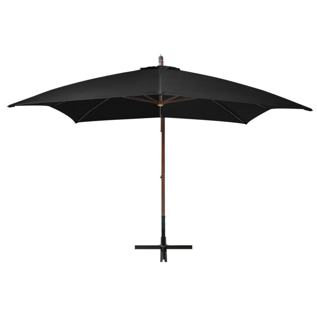 VIDAXL Parasol de jardin suspendu avec mat noir bois de sapin massif