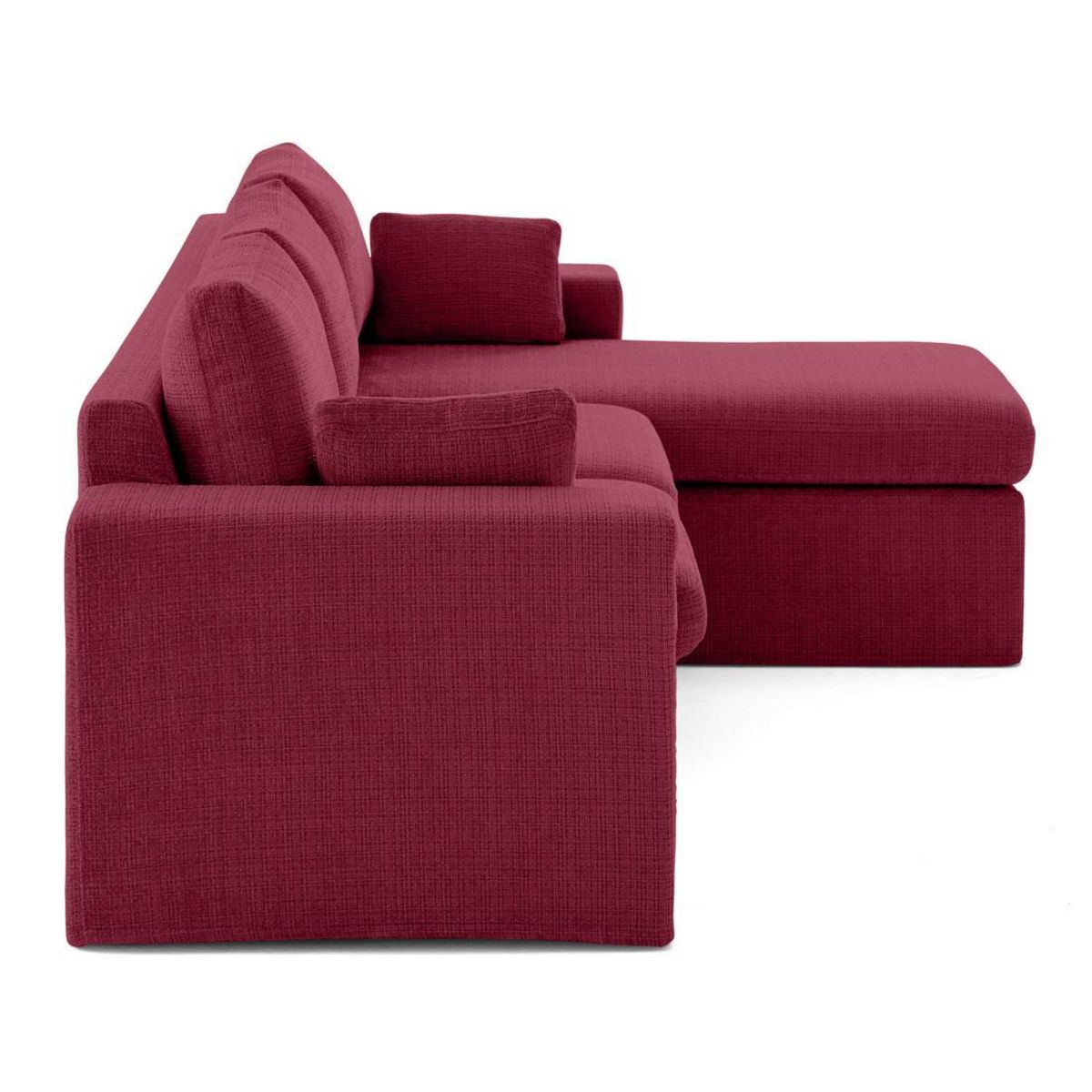 LISA DESIGN Calgary - canapé d'angle déhoussable et modulable 3 places + 1 pouf en velours texturé