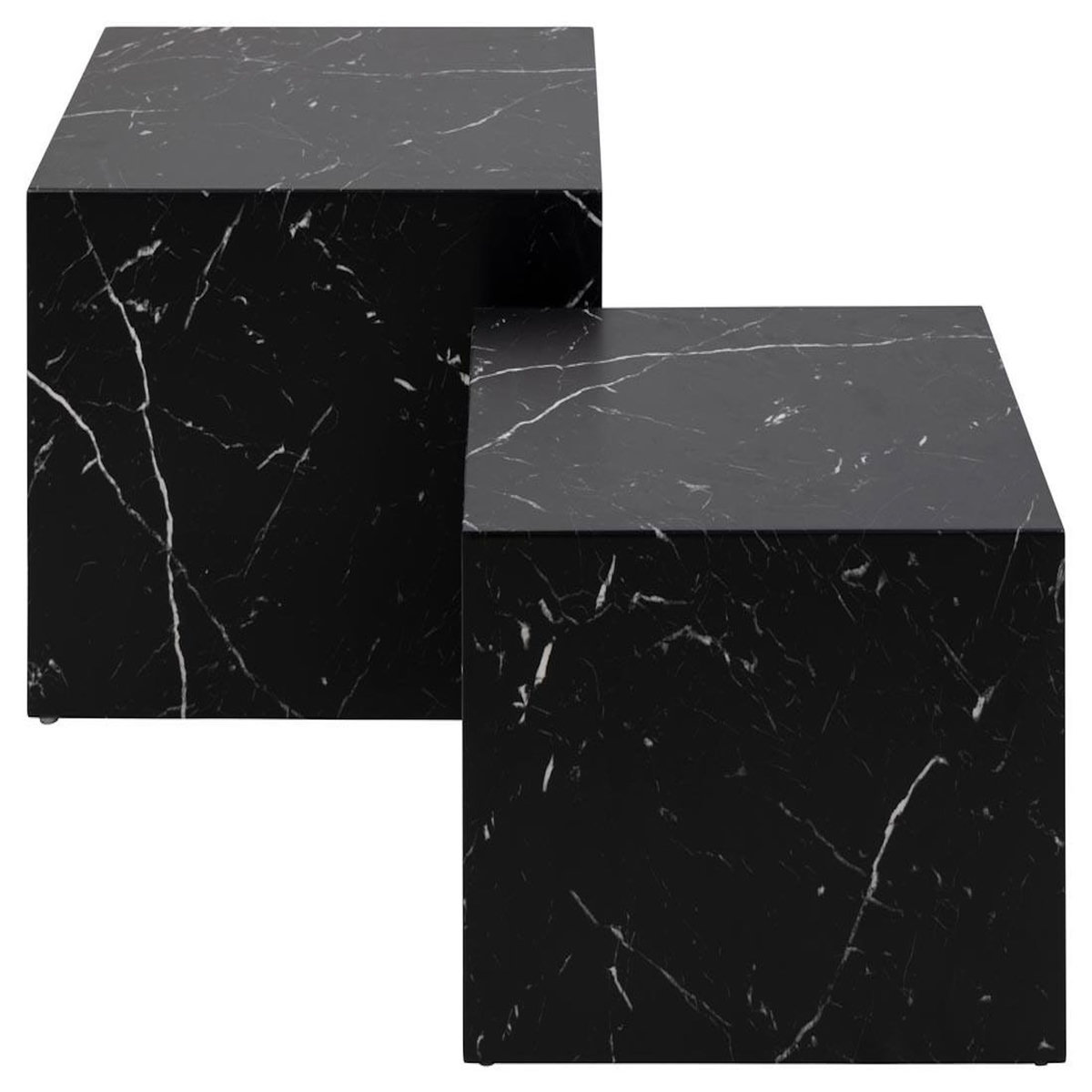 LISA DESIGN Pueblo - lot de 2 tables basses - effet marbre noir - 58 et 50 cm