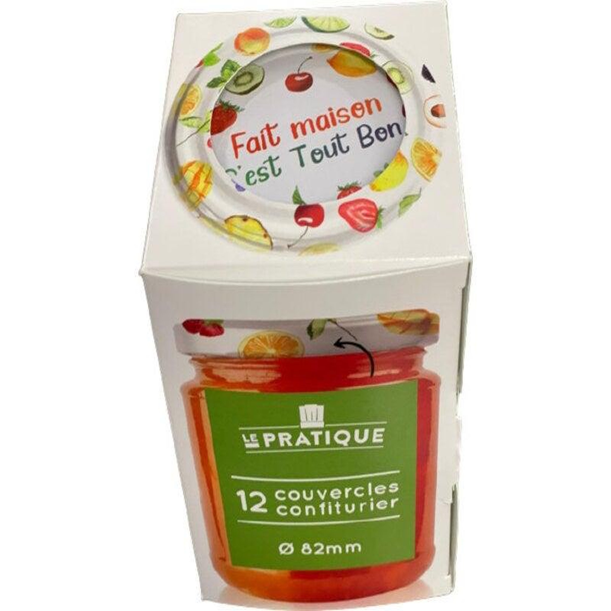 Le parfait lot de 12 couvercles confiturier to d82 mm décor fruits