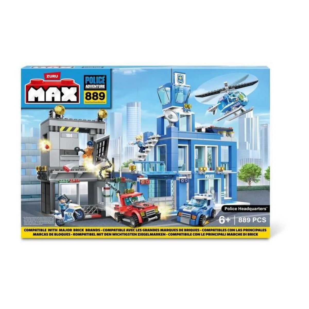 ZURU Set de Construction - ZURU - Police Station (889 pieces) - Construis le quartier général de police avec prison et véhicules