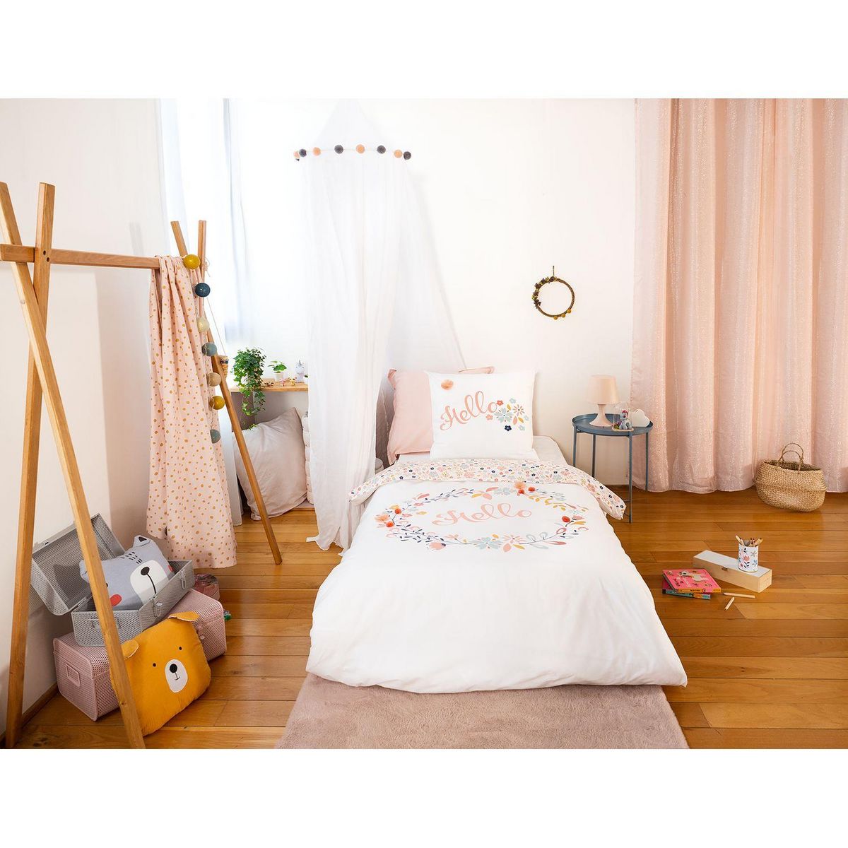 COTE DECO Parure de lit enfant Hello - 100% coton 57 fils/cm² - 140 x 200 cm