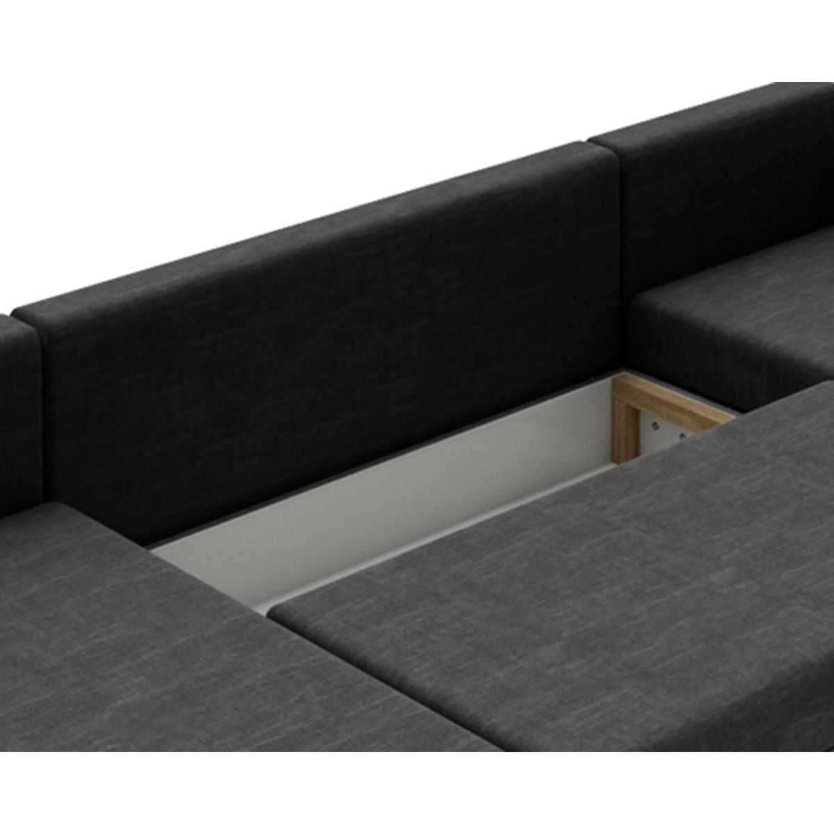 BEST MOBILIER Epona - canapé panoramique d'angle réversible 7 places convertible avec coffre en tissu