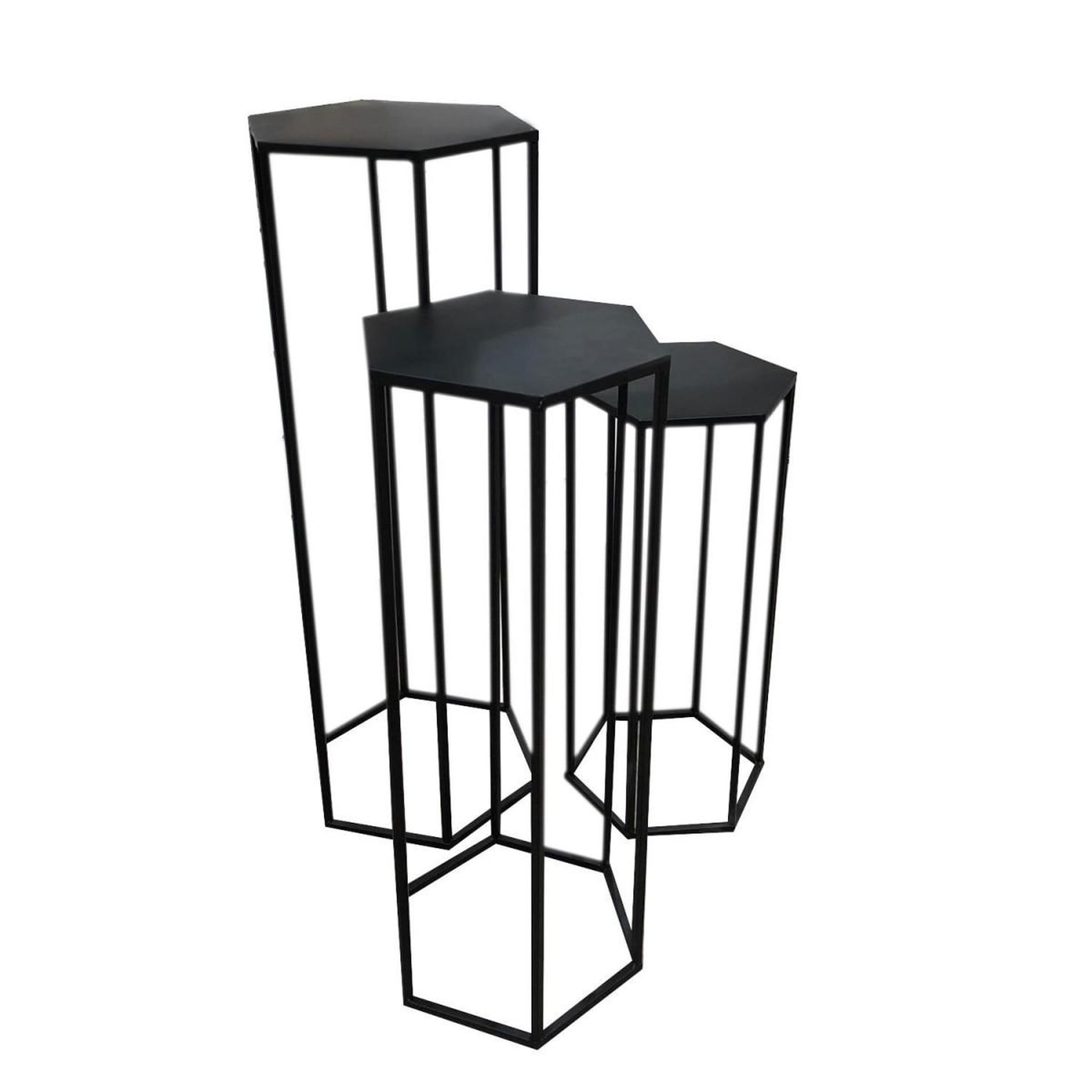 The Home Deco Factory Lot de 3 Sellettes Gigognes  Métal  90cm Noir