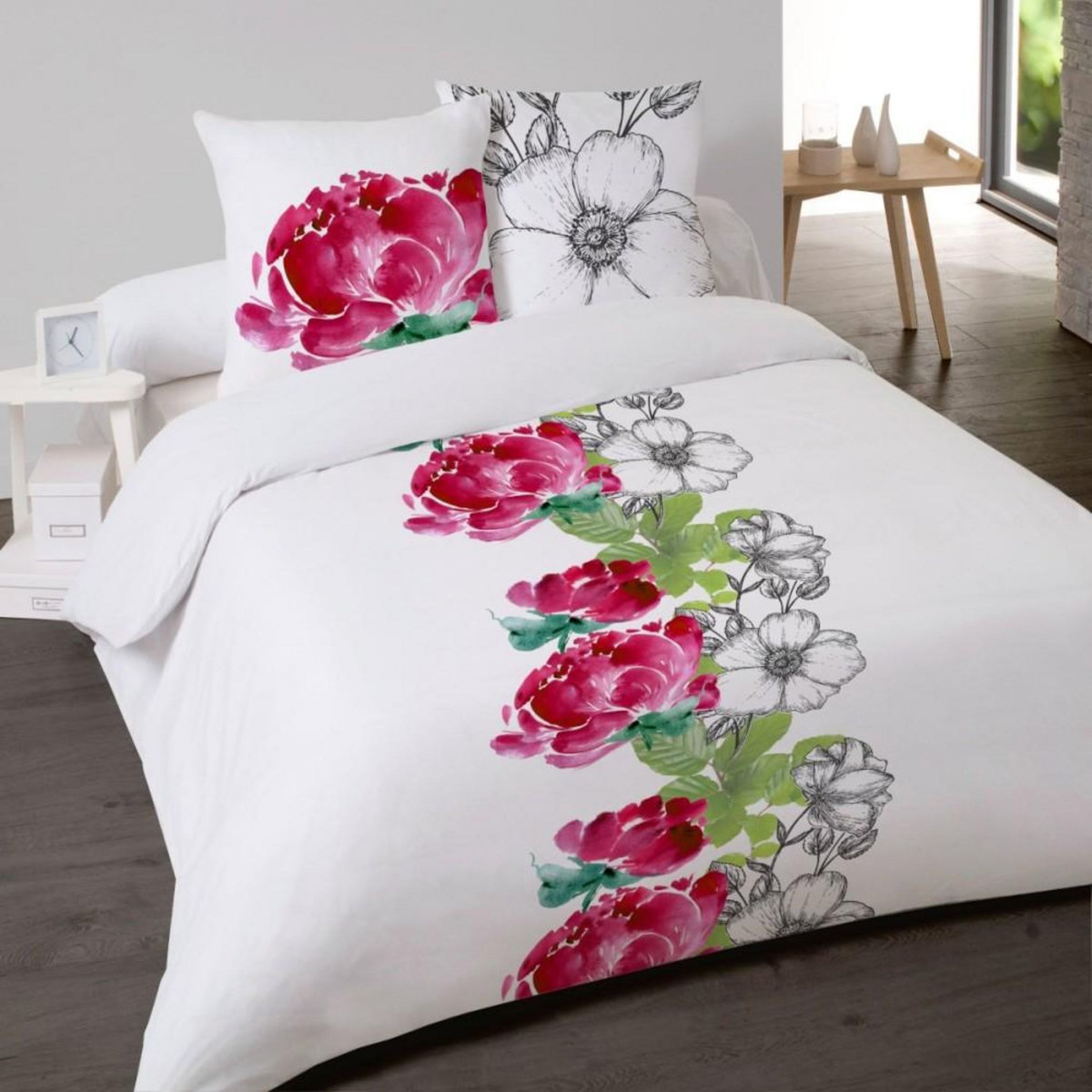 Dourev Housse de couette 240x220 CAMELIA + 2 taies 100% coton