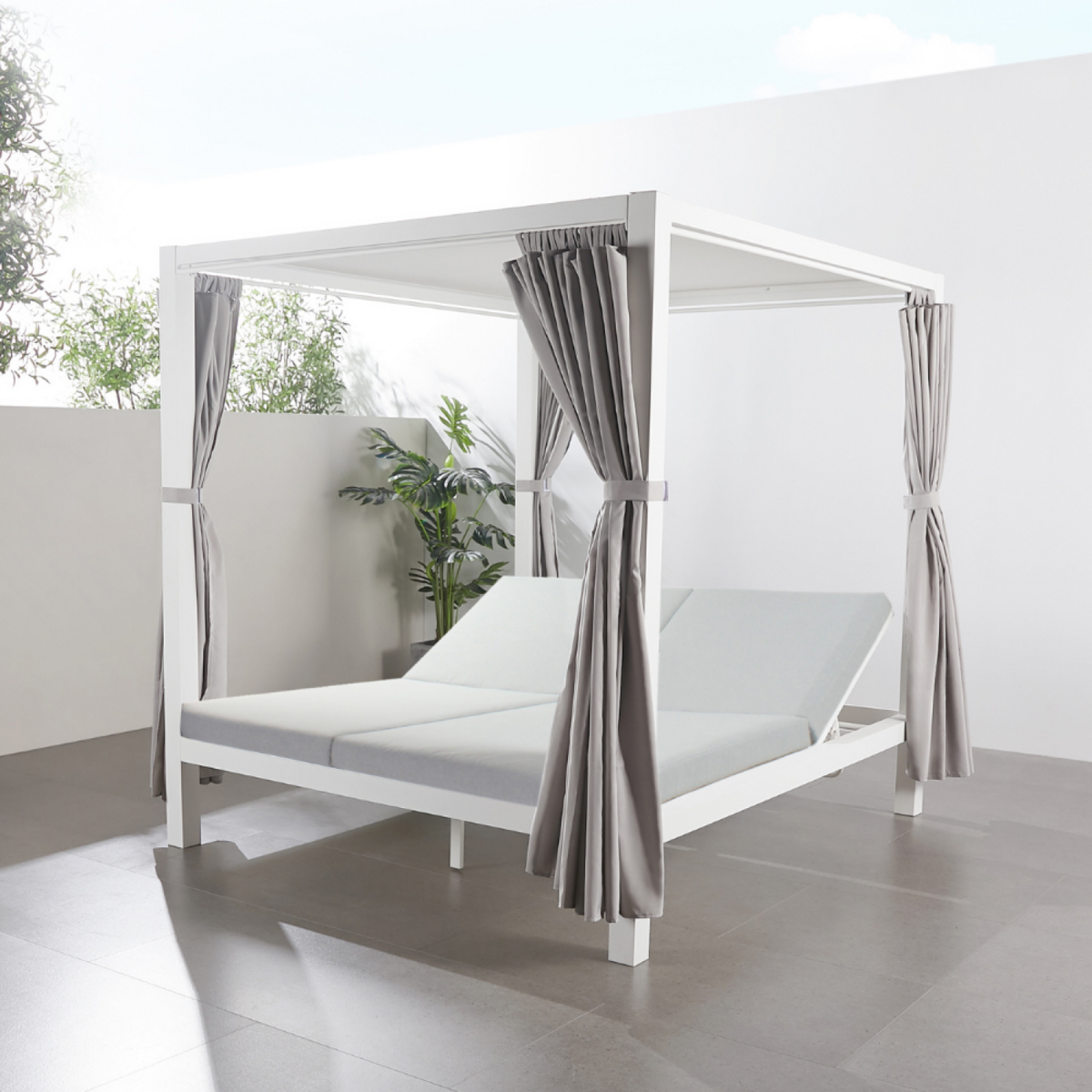 CONCEPT USINE Lit de jardin 2 places gris CORDOUE