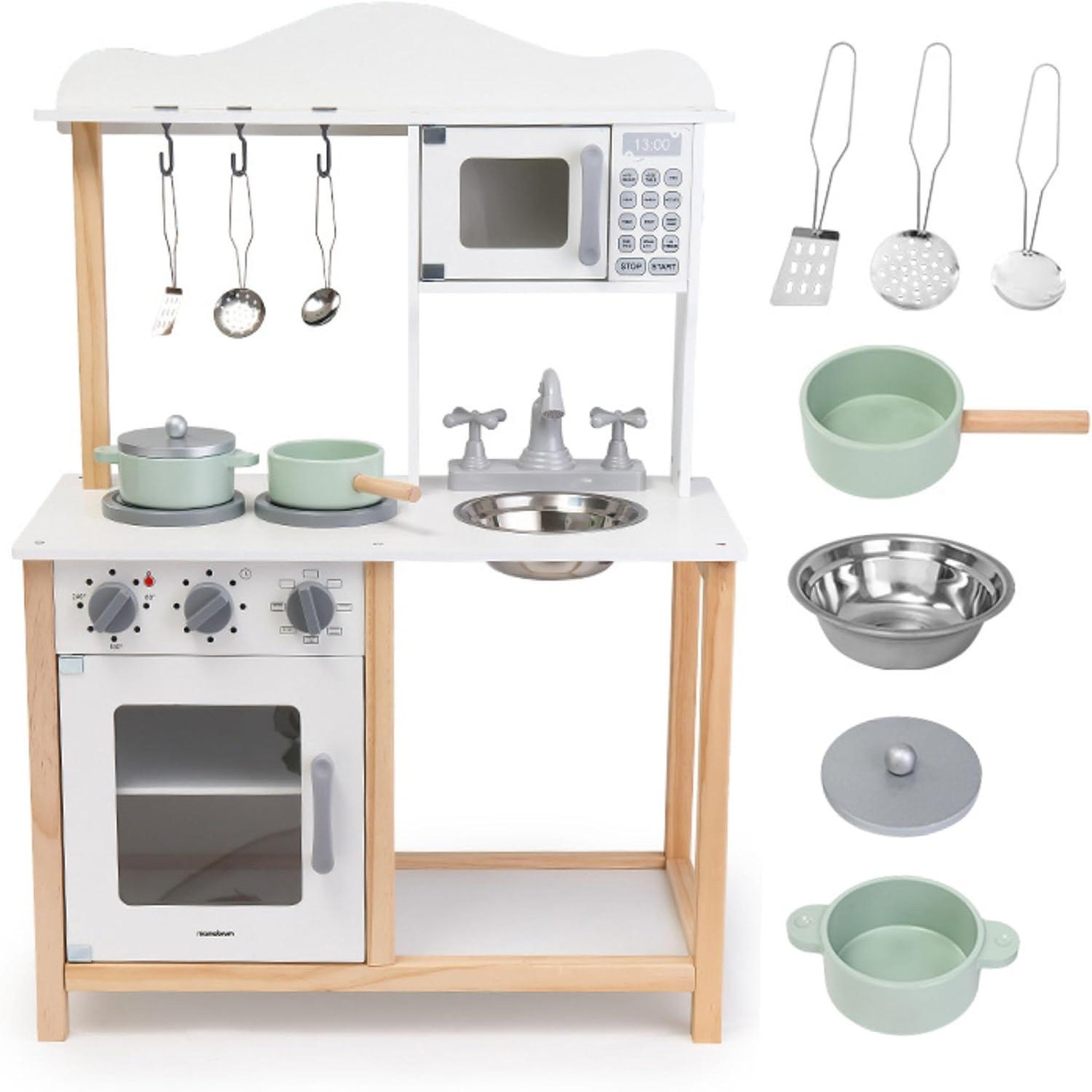 MAMABRUM Cuisine enfant bois avec micro-ondes et évier mamabrum