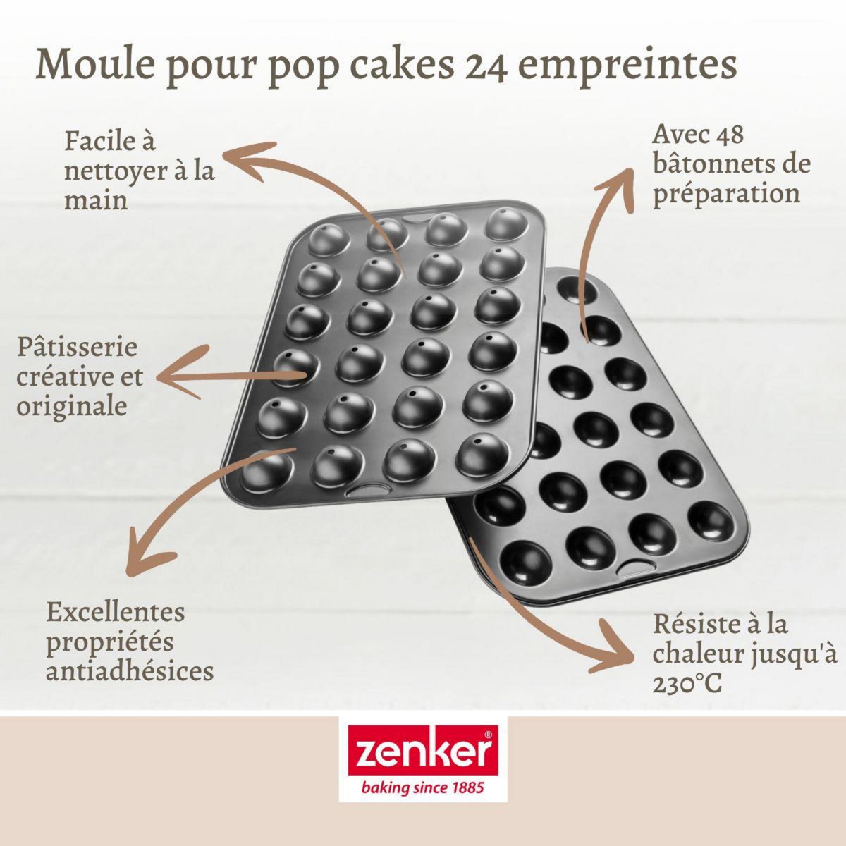 ZENKER Set moule cake pop bâtonnets et sachets transparents 38 x 26 cm Zenker Special Creative