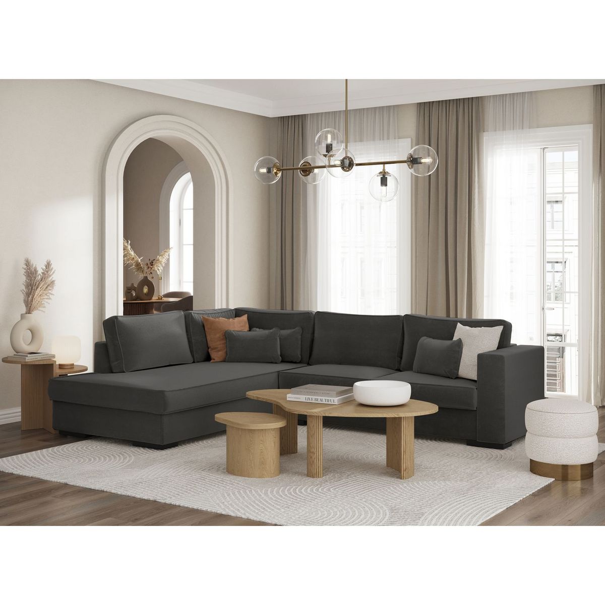  Canapé d'angle gauche 4 places tissu PENELOPE