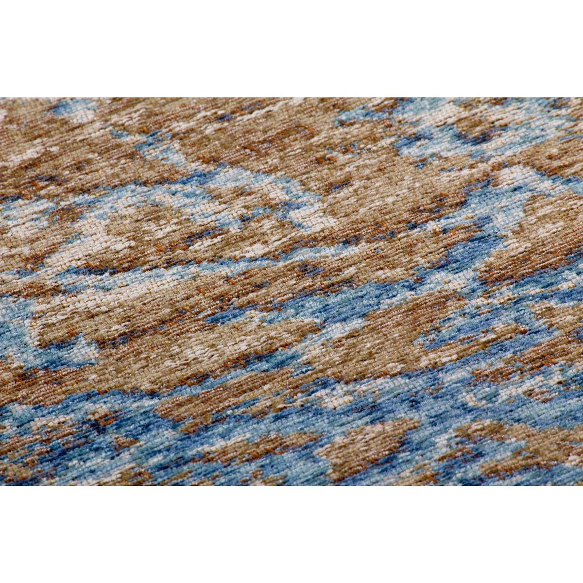 Paris Prix Tapis Jacquard à Poils Courts  Blaze  Bleu & Beige