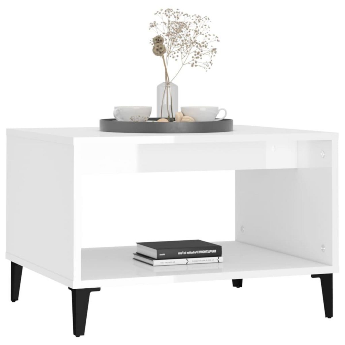 VIDAXL Table basse Blanc brillant 60x50x40 cm Bois d'ingenierie